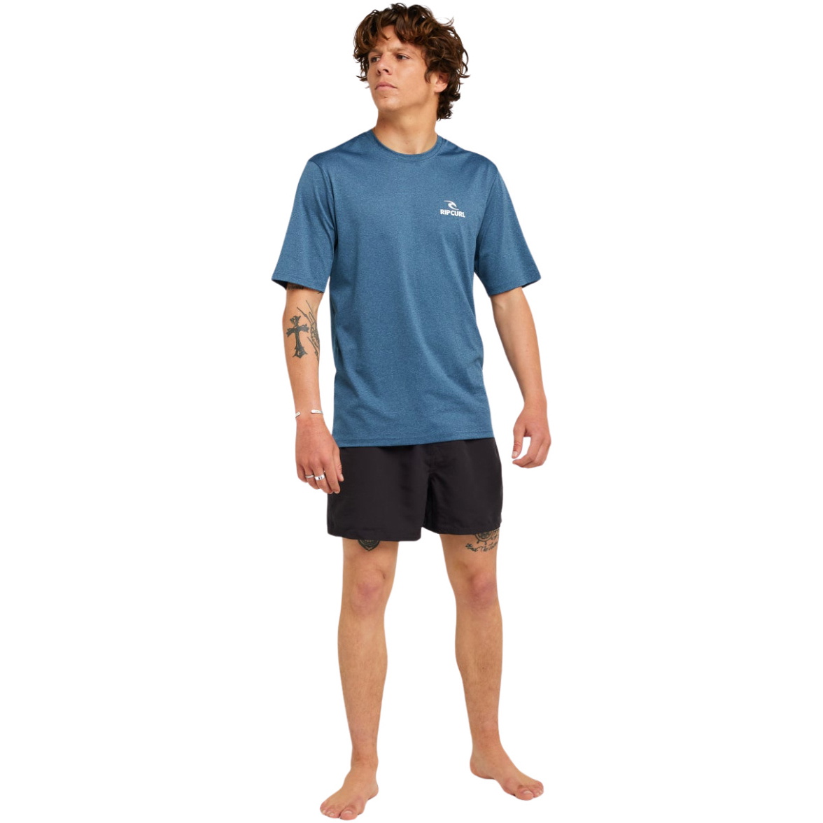 2026 Rip Curl Mens Stack UPF Short Sleeve Rash Vest 167MRV - Navy Marle